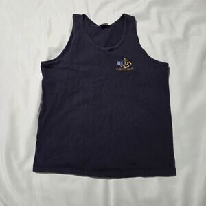 Vtg Anvil Tank Top Men's L Blue Puerto Rico Embroidered Made in USA 90s